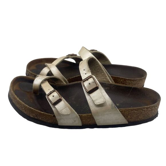 Birkenstock Mayari Pearl White Toe Thing Strappy Sandals Size 38 / 7-7.5 - Picture 7 of 10
